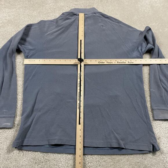 Carhartt Sweater Mens Large Blue Quarter Zip Waffle Knit Pullover Work Pocket - Picture 6 of 11